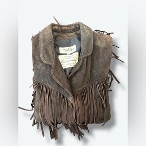 1970s Vakko Unisex Coco Brown Fringe Jacket